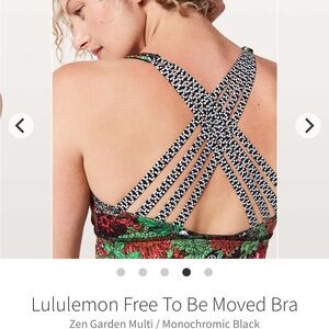 Lululemon free to be moved bra black floral multi